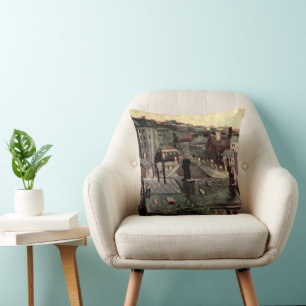 Coussin Toits et arrières de maisons de Vincent van Gogh