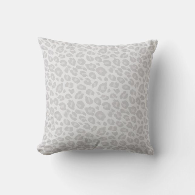 Coussin tonal gris-clair d'empreinte de léopard (Recto)