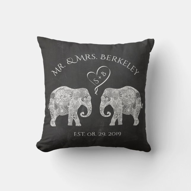 Coussin TONNES D'AMOUR | Elephant Couple personnalisé mari (Recto)