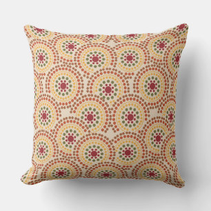 COUSSIN TONS D'OR VERT BROWN TOMBE MOTIF