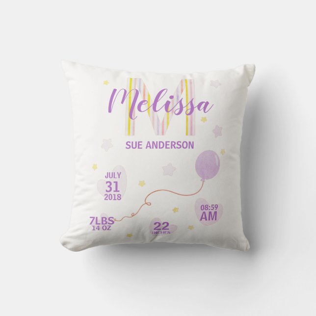 Coussin Tons jaunes et violets Nouveau-né (Recto)