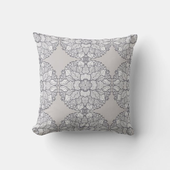 Coussin Tons neutres monochromatiques Motif botanique (Recto)