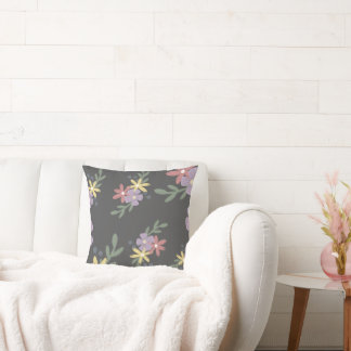 Coussin tons pastel rose, jaune & pourpre vert laisser