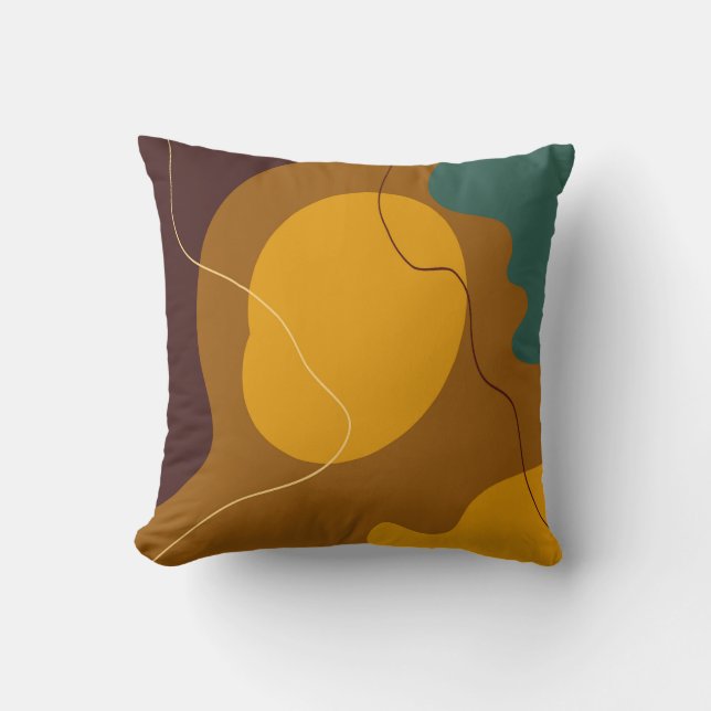 Coussin Tons Terre formes organiques abstraites arrière -  (Recto)