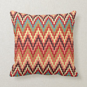 Coussin Tons Terre Ikat Chevron Zig Zag Stripes Motif