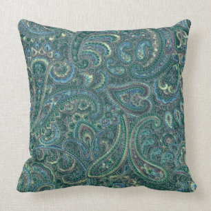 Coussin Tons verts Vintage Ornate Paisley Motif