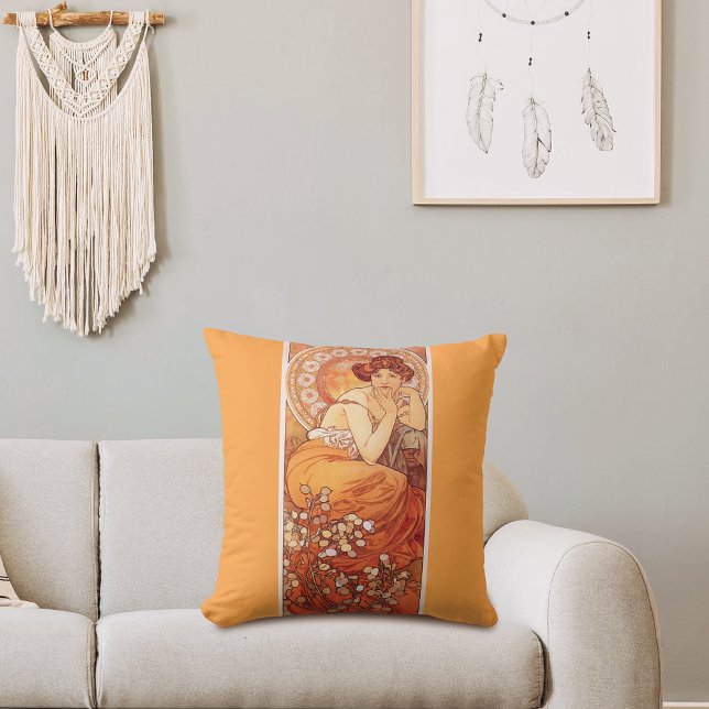 Coussin Topaz Illustration Alphonse Mucha Nouveau (Créateur téléchargé)
