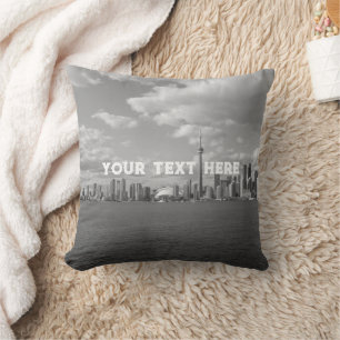 Coussin Toronto Canada Vintage noir et blanc