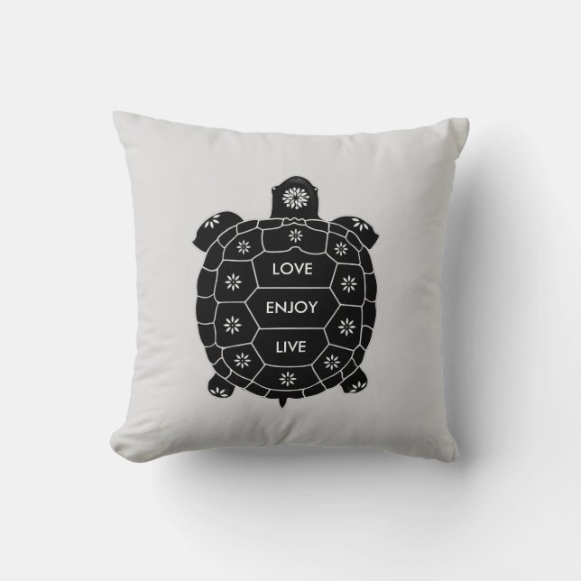 Coussin Tortoise noire sur gris argenté clair (Recto)