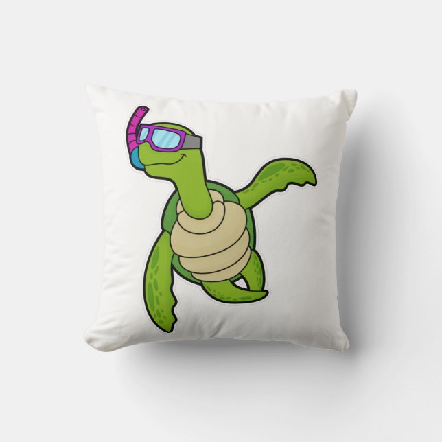 Coussin Tortue à la natation avec tuba (Recto)
