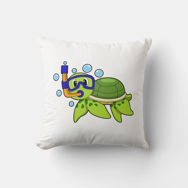 Coussin Tortue à la plongée avec tuba (Recto)