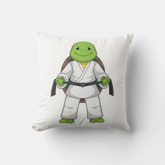 Coussin Tortue aux arts martiaux avec ceinture noire (Recto)