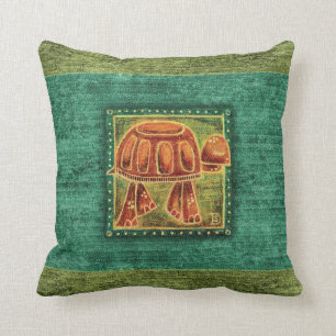 Coussin Tortue de désert au pastel d'huile