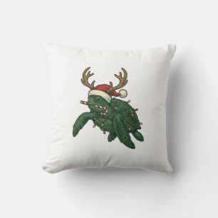 Coussin Tortue de mer de Noël Renne Gravure Vintage De