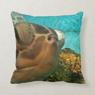 Coussin Tortue de mer drôle Selfie