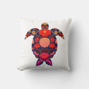 Coussin Tortue de mer florale enflammée