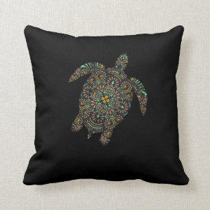 Coussin Tortue de mer tribale hawaïenne