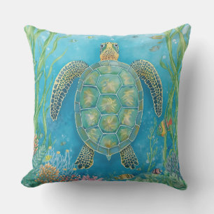 Coussin Tortue de mer tropicale nageant