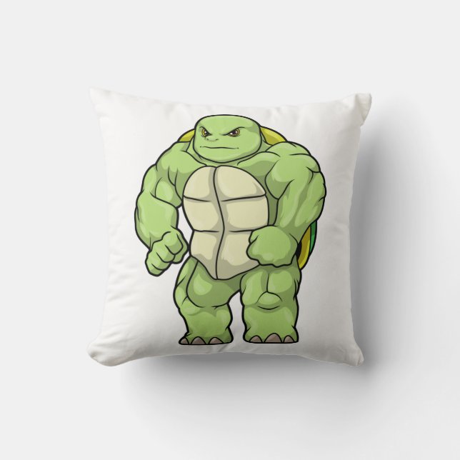 Coussin Tortue en Bodybuilder avec Six pack (Recto)