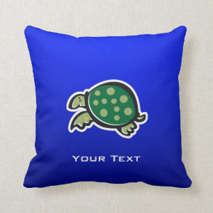 Coussin Tortue mignonne ; Bleu
