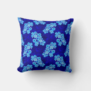 Coussin Tortues de Miel Bleu Océan Hibiscus Fleurs