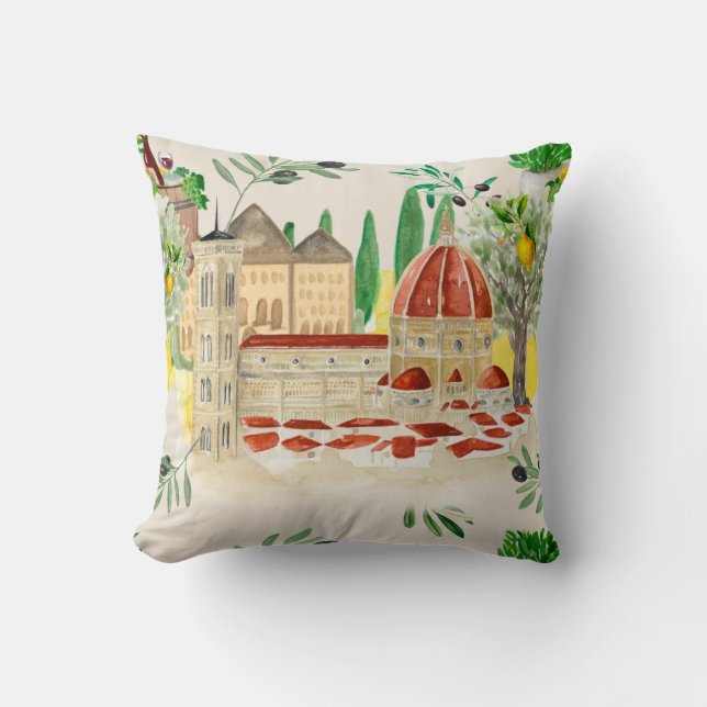 Coussin Toscane, Toscane, Italie, olives, citrons, agrumes (Recto)