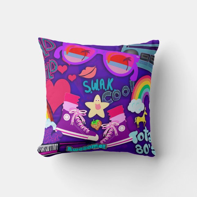 Coussin Totalement collage de pourpre d'années '80 (Recto)