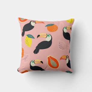 Coussin Toucan aux fruits tropicaux Abstraits