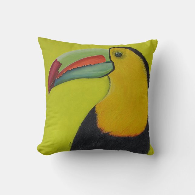 Coussin Toucan Chartreuse par GG (Recto)