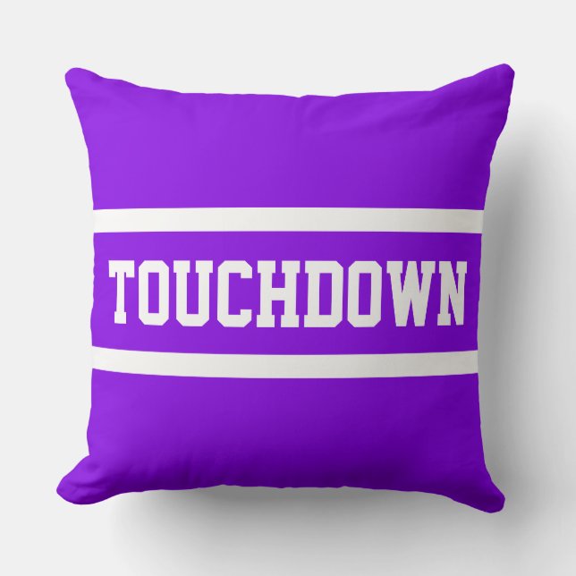 Coussin TOUCHDOWN Athletic Fun Bright Purple White Stripes (Recto)
