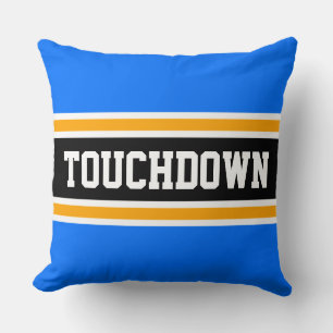 Coussin TOUCHDOWN Sportif Bleu clair Bleu noir rayures jau