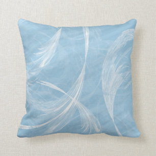 Coussin touche de plumes bleues