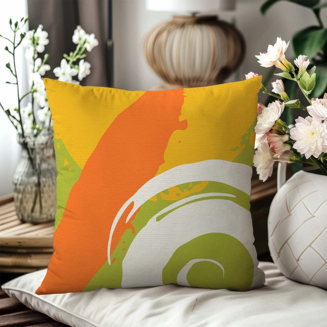 Coussin Touches Modernes - Orange, Vert & Jaune (Créateur téléchargé)