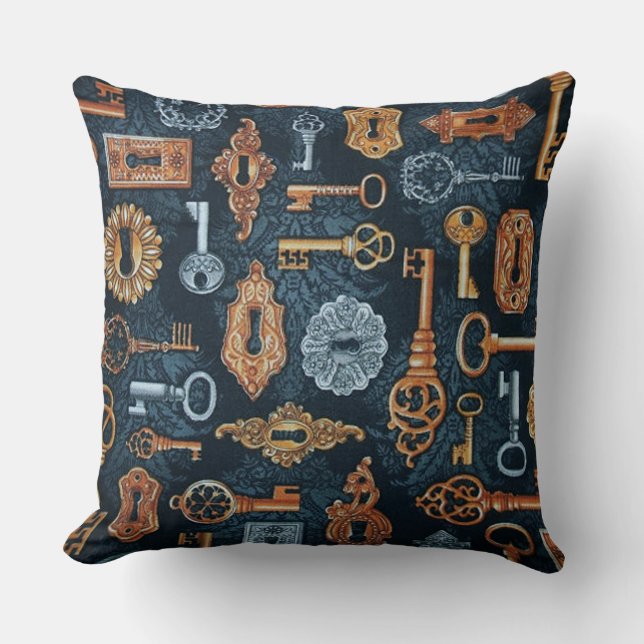 Coussin Touches Steampunk et trous de clé Motif lancer PIl (Recto)