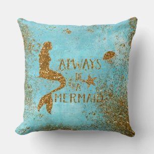 Coussin Toujours être une sirène - or parties scintillant