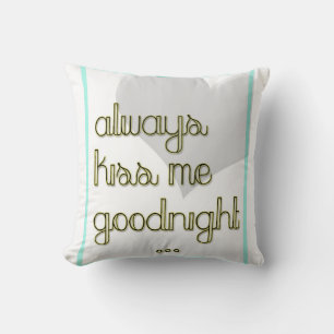Coussin toujours m'embrasser bonsoir bleu jaune