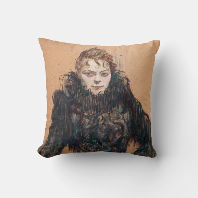 Coussin Toulouse-Lautrec - Femme avec un Boa Noir (Recto)