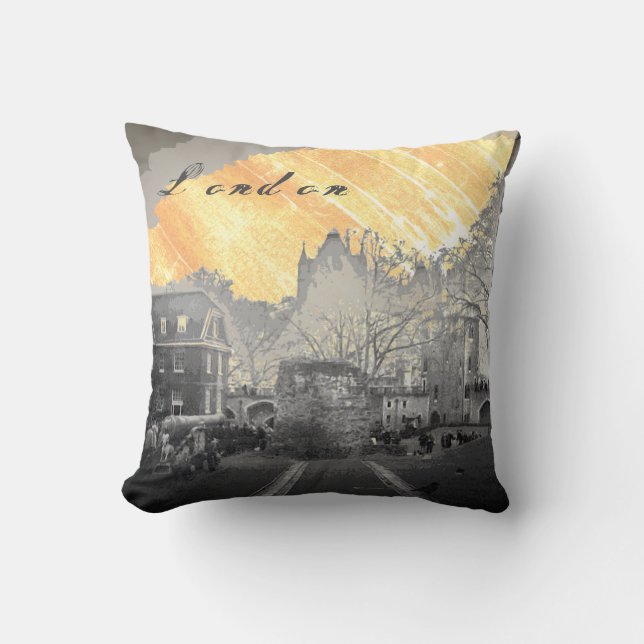 Coussin Tour de Londres avec ciel doré Jeter l'oreiller (Recto)