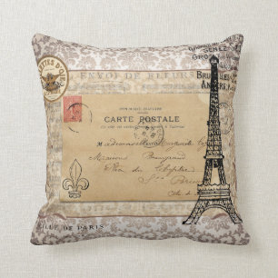 Coussin Tour Eiffel chic minable vintage de Paris
