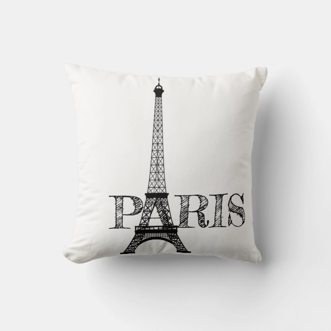 Coussin Tour Eiffel noir et blanc de Paris (Recto)