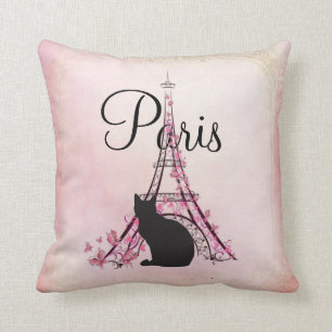 Coussin Tour Eiffel Paris Chat
