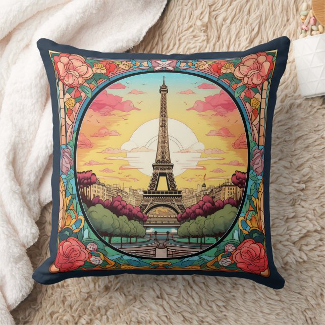 Coussin Tour Eiffel Paris Paris Floral (Couverture)