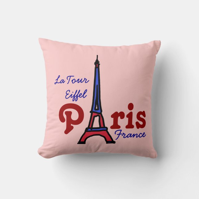 Coussin Tour Eiffel rose Paris France (Recto)