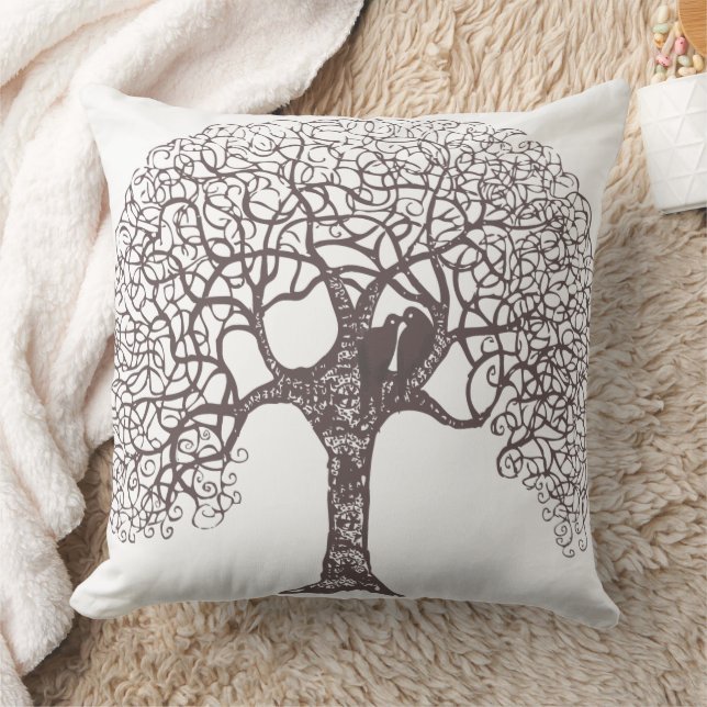 Coussin Tourbillon marron Arbre Oiseau d'amour choisir la  (Couverture)