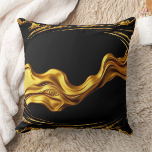 Coussin Tourbillon Opulent Liquide Or Noir Monochrome Ache
