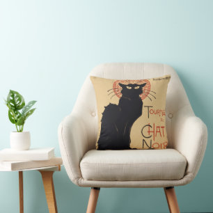Coussin Tournee du Conversation Noir Vintage Chat noir Art