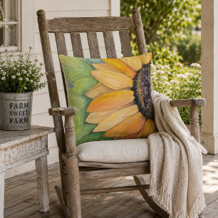 Coussin Tournesol à l'aquarelle