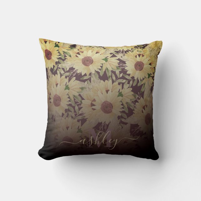Coussin Tournesol aquarelle (Recto)