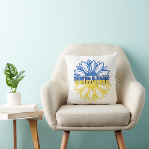 Coussin Tournesol bleu et jaune à l'ukrainienne