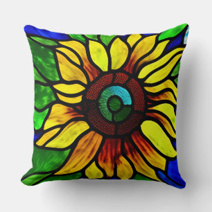 Coussin Tournesol de pays en verre teint rustique
